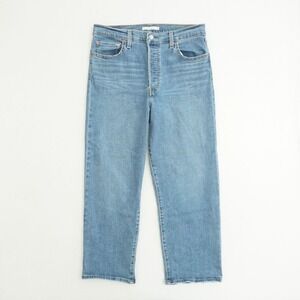 Levi's Ribcage Straight Ankle Jeans Womens Size 32 High Rise Light Wash